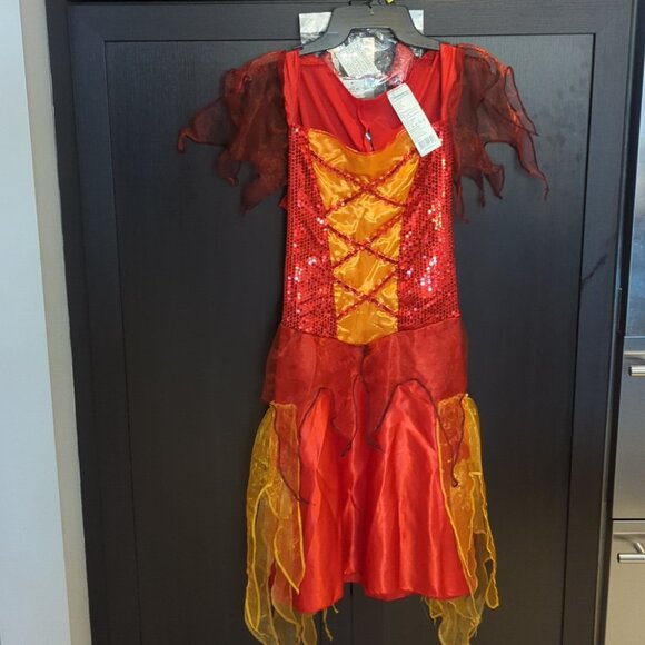 Red and Orange Kids 2 Piece She Devil Costume - Size 9-11 NWT - Picture 2 of 4